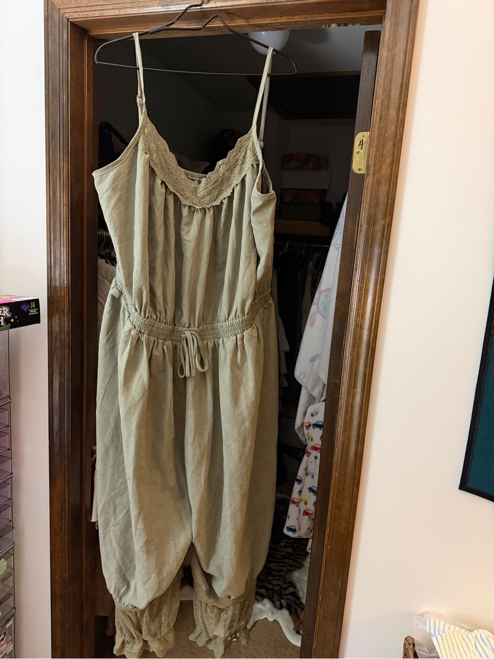 Cider Olive Lace-Trim Wide Leg Jumpsuit - Picture 4 of 5